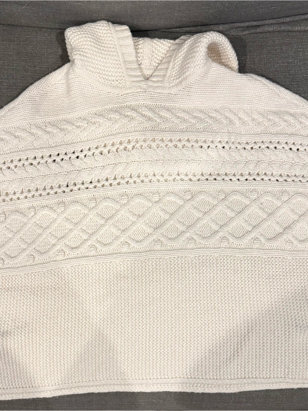 GAP Kids Cream Cable Knit Hooded Pullover